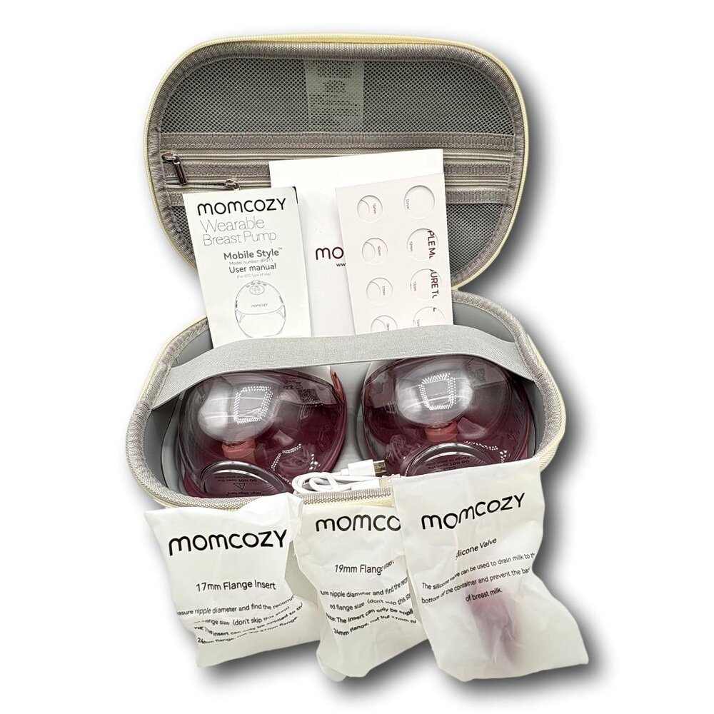 New Hands Free Momcozy Mobile Style M6 Wearable Breast Pump Set & Case Double